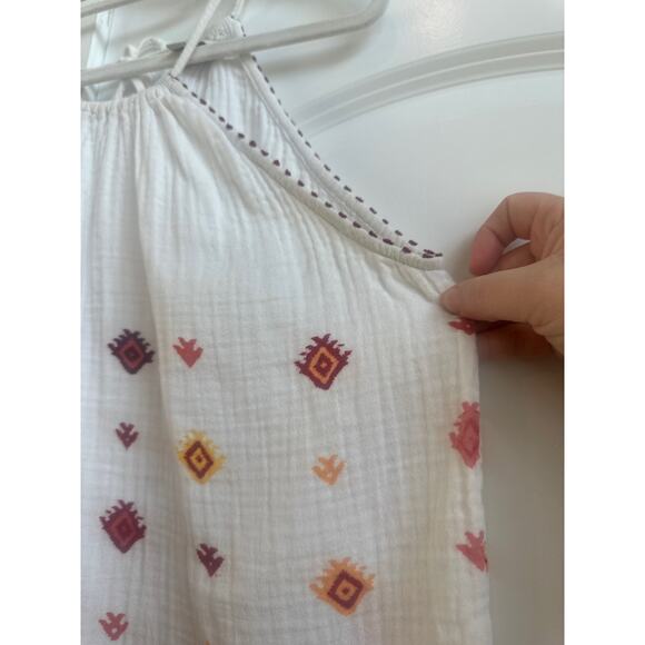 Loft, Ann Taylor White with Fall Colors Boho Tribal Design Tie in the Back Tank - Picture 5 of 6